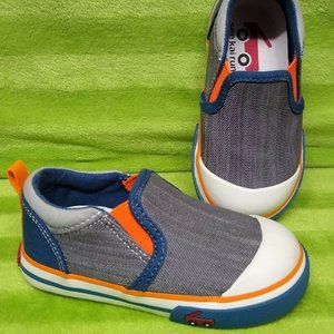 See Kai Run Slater Gray/Blue Slip On Denim Sneaker